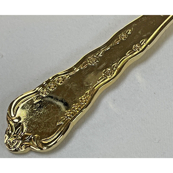1847 Rogers Bros E.P. Korea Gold Plate Spring Flowers 4 Vtg Tbsp Spoons MCM - Picture 3 of 8